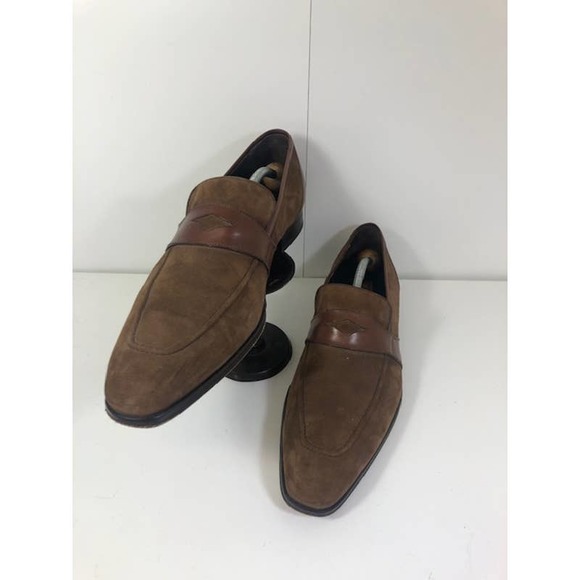 Mezlan Square Toe Strap Accent Slip On Suede Dress Shoes Brown Mens US 11M main image 6
